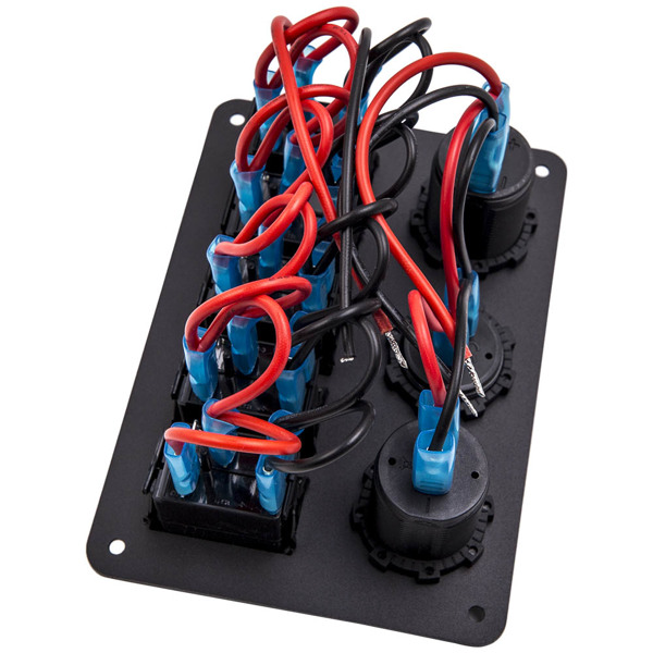 5 Gang On-Off LED Toggle Switch Panel 2USB Charger Adapter fit for Car Boat Marine-1