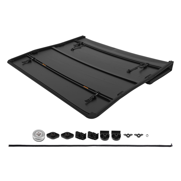 6.9 FT Quad-Fold Tonneau Cover fit for Silverado 2500HD 3500HD 2020-2026 Truck Bed-6