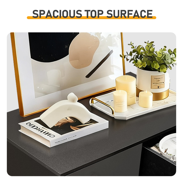 黑色 刨花板 贴麻面三胺 66*40*131cm 5+2抽 抽屉柜 哑金把手-5