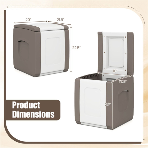 27加仑室外PP甲板箱防水露台储物箱，带侧把手和双色调设计- 米色-5