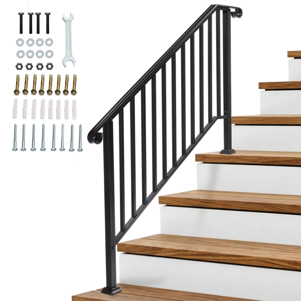 【同款编码：81504920  40310676】哑光黑色 4阶 庭院楼梯扶手-17