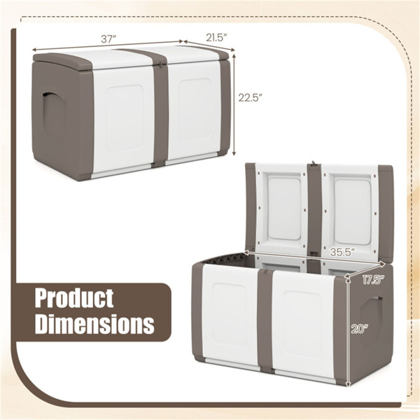 53加仑大型户外PP甲板箱防水储物箱，带可锁盖和侧把手- 米色-4