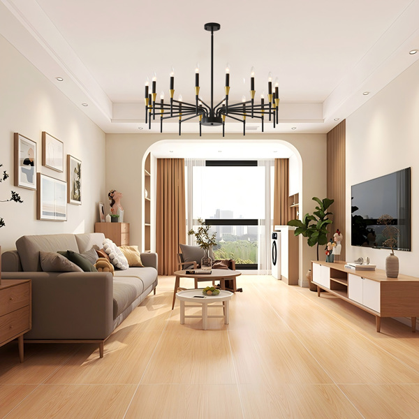 24-Light Black Gold Chandelier, 37.63" Modern Farmhouse Chandelier for Dining Room Over Table, Large Candle Chandelier for Living Room, Foyer-3