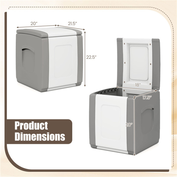 7加仑室外PP甲板箱防水露台储物箱，带侧把手和双色调设计- 灰色-4