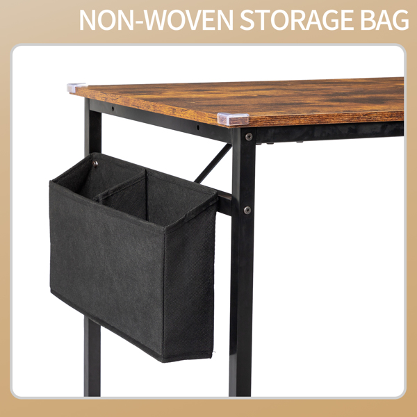 腐木色 SG016FD P2刨花板+铁管 贴三胺+喷塑 160cm 截断款 电脑桌 带无纺布收纳-5