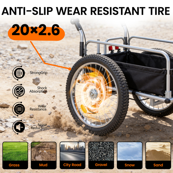 三合一重型自行车货运拖车 - 升级版 20 英寸 x 2.6 英寸宽胎，承重 150 磅，钢架，可转换婴儿车和带悬挂系统的拉车--不支持self-pick up且不支持指定仓库发货-13