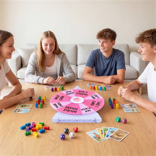 14槽可定制旋转奖轮，带可折叠支架，可重写桌面幸运轮-粉色-6