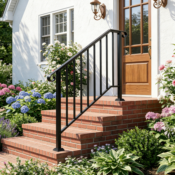 【同款编码：11384510  73142795】哑光黑色 3阶 庭院楼梯扶手-23