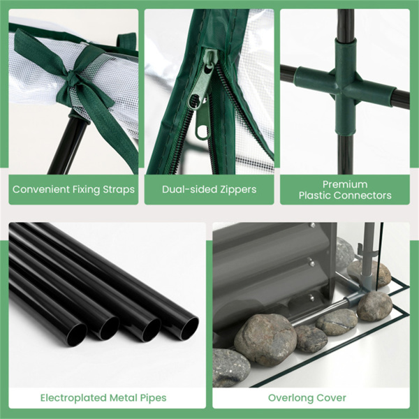 69英寸三合一迷你温室，带高架花园床镀锌钢花盆，带拉链窗户-6