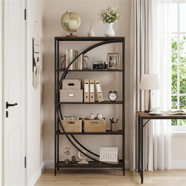 5层半月形几何书架工业开放式书架，带防翻装置-5