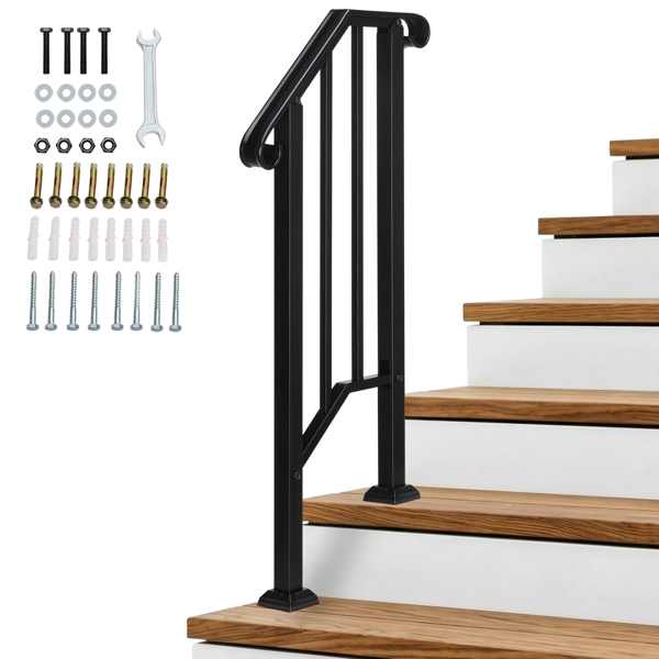 【同款编码：21862947  70638141】哑光黑色 1阶 庭院楼梯扶手-18