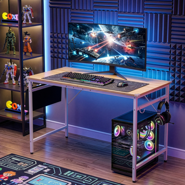 橡木色 SG001FD P2刨花板+铁管 贴三胺+喷塑 120cm 截断款 电脑桌 带无纺布收纳-11