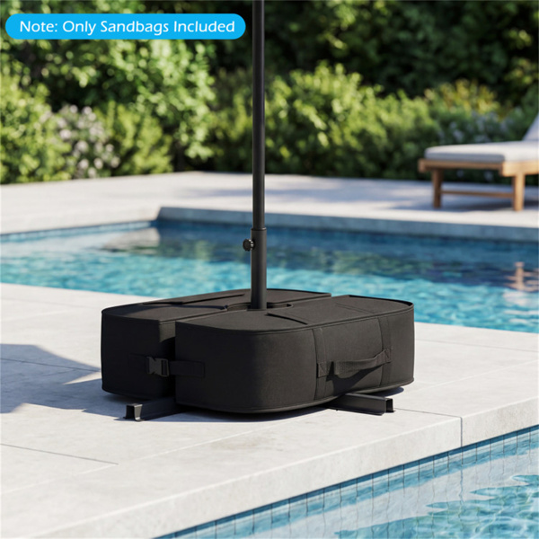 2件套90磅露台伞重量袋900D牛津防风雨沙袋，适用于悬臂式偏置伞-2