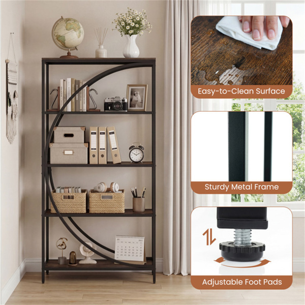 5层半月形几何书架工业开放式书架，带防翻装置-9