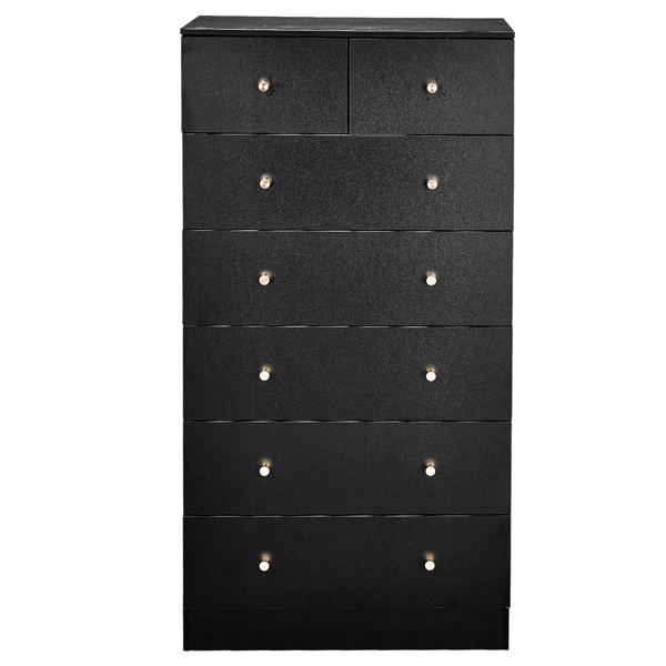 黑色 刨花板 贴麻面三胺 66*40*131cm 5+2抽 抽屉柜 哑金把手-8