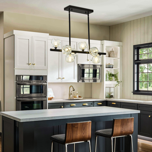29.53" Modern Crystal Chandelier for Dining Room, 8-Light Black Pendant Lightsfor Kitchen Island Bedroom,Over Table,Living Room-3