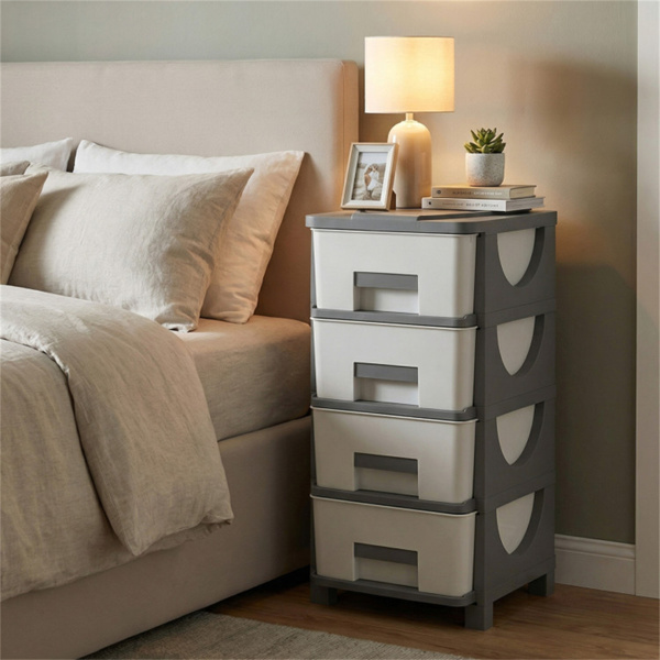 卧室浴室办公室4抽屉紧凑型塑料储物柜立式收纳柜-7