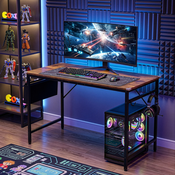 腐木色 SG016FD P2刨花板+铁管 贴三胺+喷塑 120cm 截断款 电脑桌 带无纺布收纳-11