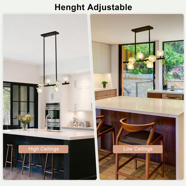29.53" Modern Crystal Chandelier for Dining Room, 8-Light Black Pendant Lightsfor Kitchen Island Bedroom,Over Table,Living Room-4