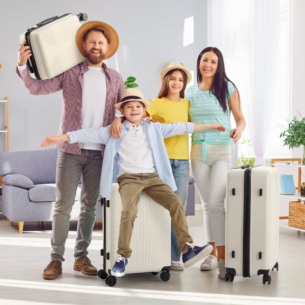 非TSA海关锁三合一 PP拉杆箱 20in 24in 28in PP 米白色-21