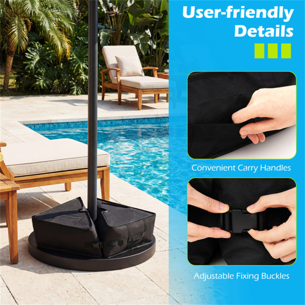 2件套90磅露台伞底座沙袋900D牛津防风雨配重袋，用于偏置悬臂伞-9