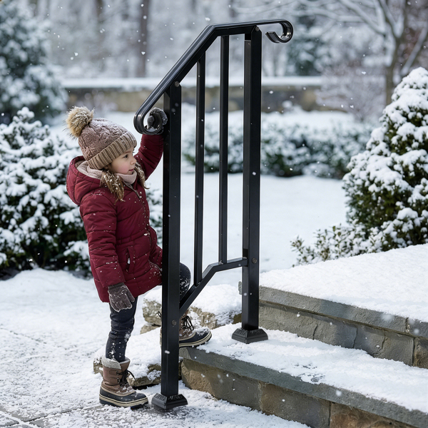 【同款编码：21862947  70638141】哑光黑色 1阶 庭院楼梯扶手-25