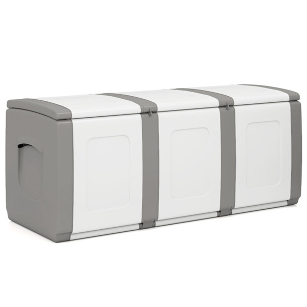 53加仑大型户外PP甲板箱防水储物箱，带可锁盖和侧把手- 灰色-3