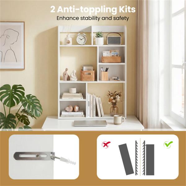 23.5×9×31.5英寸立式桌面储物架，坚固的中密度纤维板书桌，用于书籍装饰-7