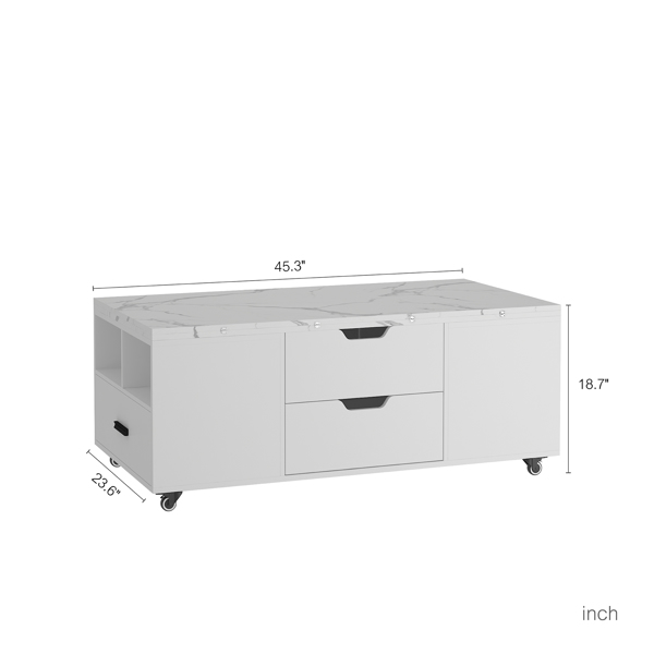 现代升降式咖啡桌配两张凳子，适用于客厅，可扩展隐藏式储物空间+抽屉，节省空间，可折叠餐桌--不支持self-pick up且不支持指定仓库发货-6