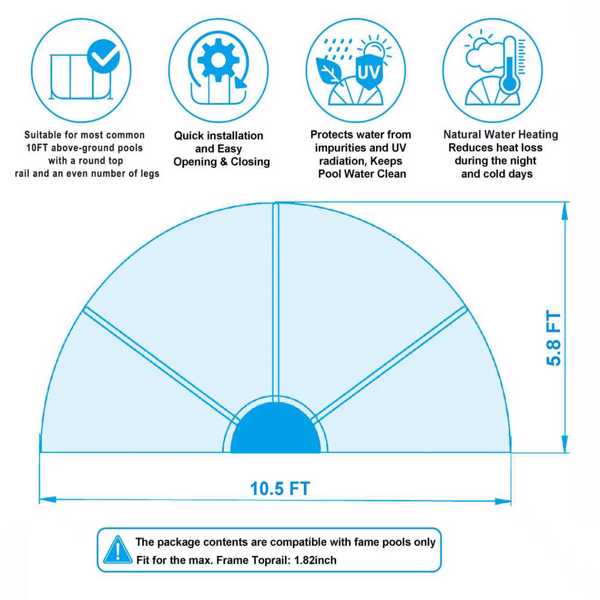 10英尺圆形多功能全天候泳池罩，适用于室外泳池，兼容清洁水和温水框架泳池--不支持self-pick up且不支持指定仓库发货-6
