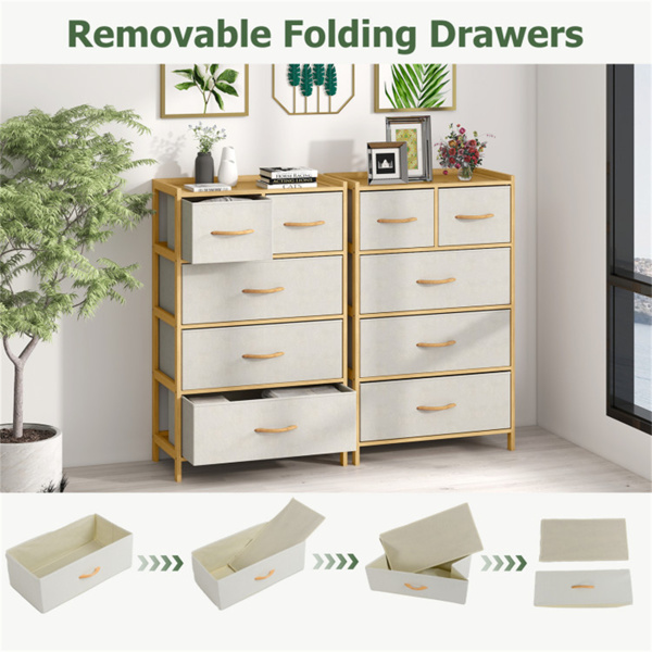 竹质5抽屉储物连衣裙，带防倾倒套件，适用于卧室、壁橱和客厅-8