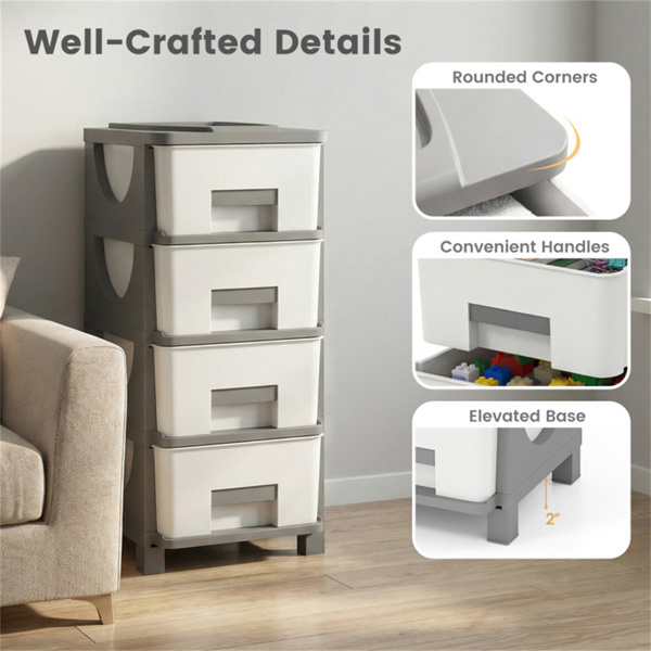 卧室浴室办公室4抽屉紧凑型塑料储物柜立式收纳柜-8