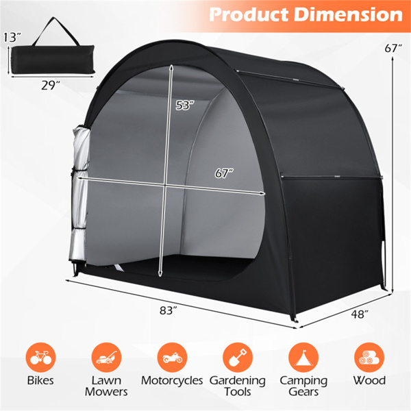 83英寸×48英寸×67英寸户外自行车存放帐篷棚防水自行车套，适用于2辆自行车-7