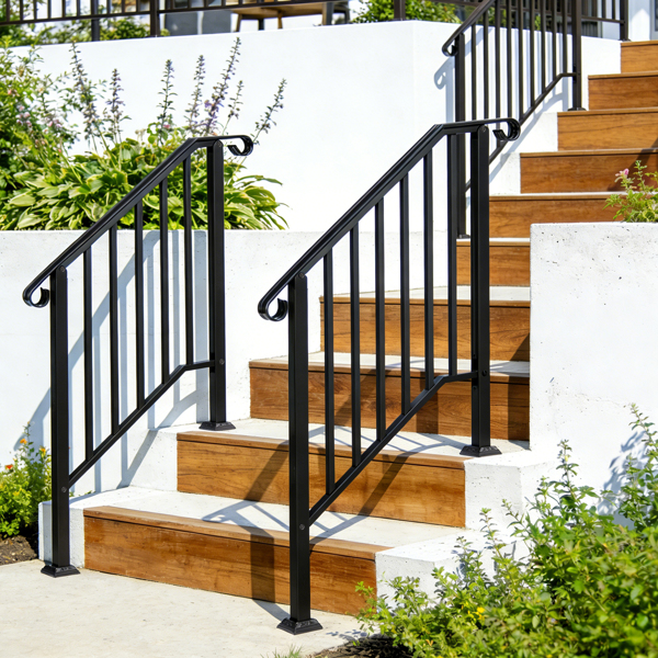 【同款编码：55022277  82359152】光黑色 2阶 庭院楼梯扶手-16