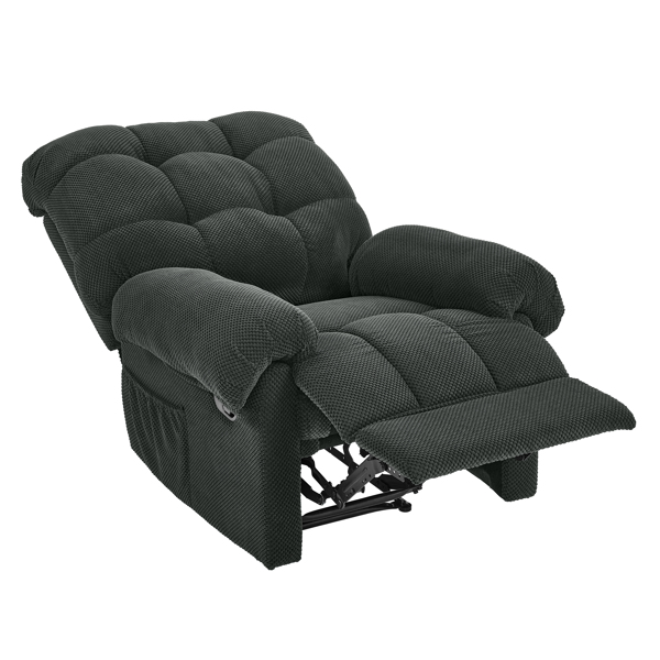 深灰色躺椅，加厚扶手椅，手动躺椅，客厅座椅，阅读椅，带软垫脚踏，家庭影院座椅，人体工学躺椅，软布躺椅，家具。-8