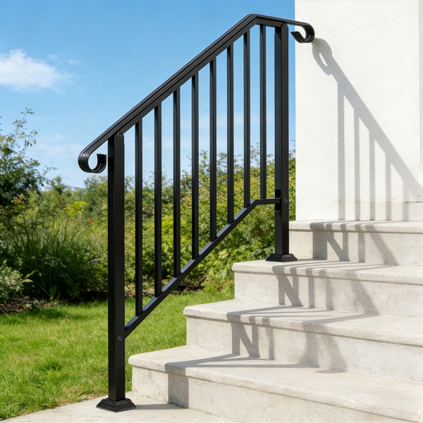 【同款编码：11384510  73142795】哑光黑色 3阶 庭院楼梯扶手-24