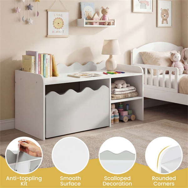 儿童玩具收纳架，带可移动抽屉和防倾倒套件，适用于游戏室托儿所 - 灰色-8