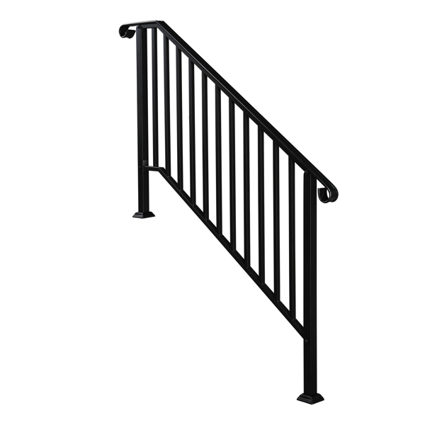 【同款编码：81504920  40310676】哑光黑色 4阶 庭院楼梯扶手-15