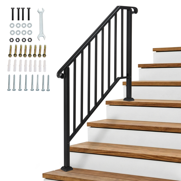 【同款编码：11384510  73142795】哑光黑色 3阶 庭院楼梯扶手-19