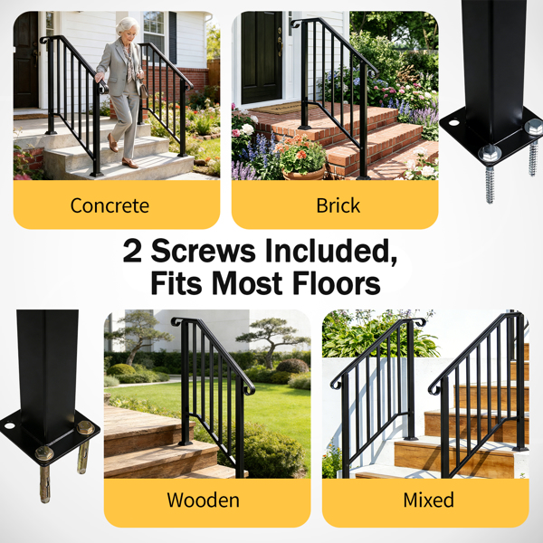 【同款编码：55022277  82359152】光黑色 2阶 庭院楼梯扶手-12