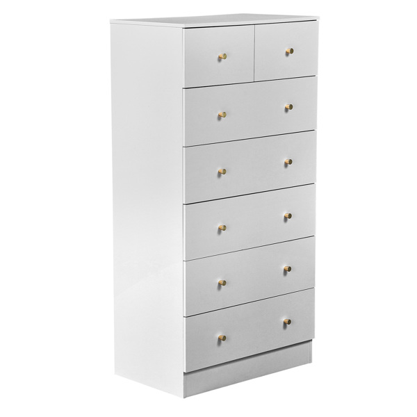 白色 刨花板 贴麻面三胺 66*40*131cm 5+2抽 抽屉柜 哑金把手-9