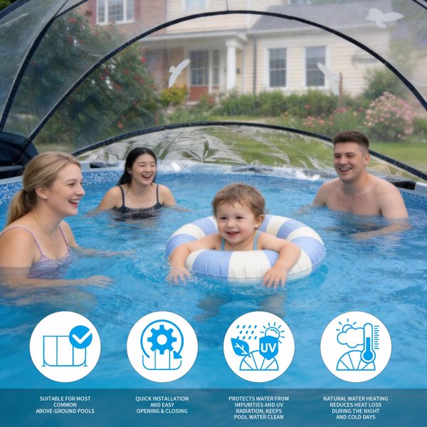 10英尺圆形多功能全天候泳池罩，适用于室外泳池，兼容清洁水和温水框架泳池--不支持self-pick up且不支持指定仓库发货-10