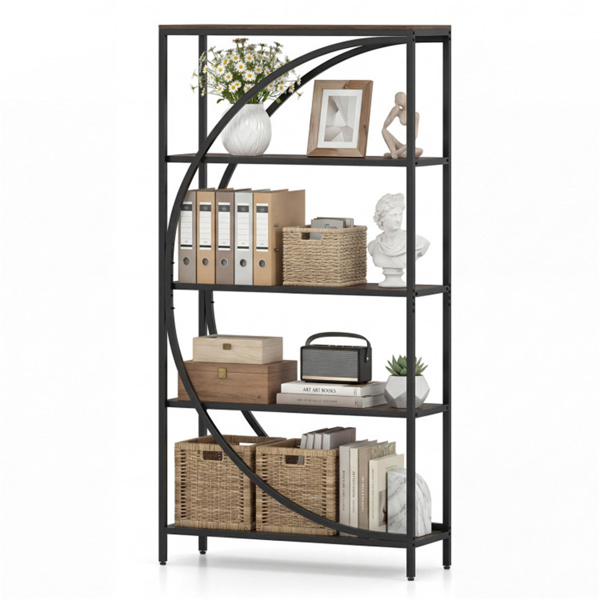 5层半月形几何书架工业开放式书架，带防翻装置-2