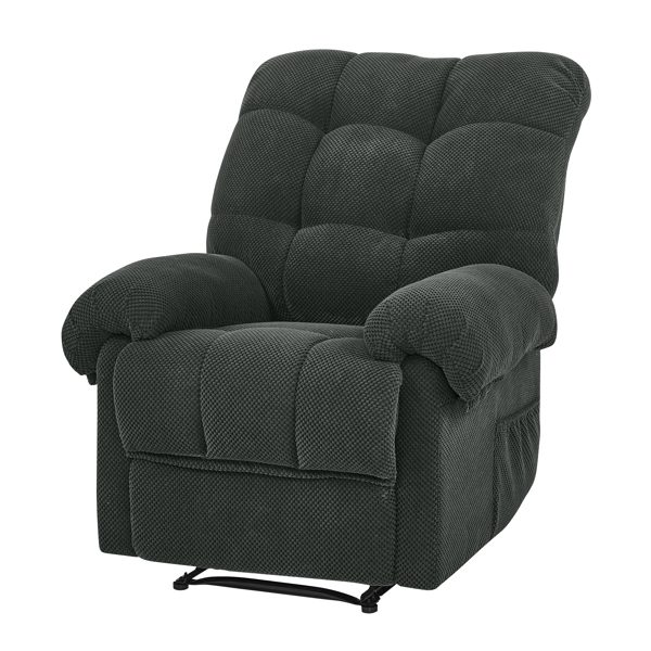 深灰色躺椅，加厚扶手椅，手动躺椅，客厅座椅，阅读椅，带软垫脚踏，家庭影院座椅，人体工学躺椅，软布躺椅，家具。-5