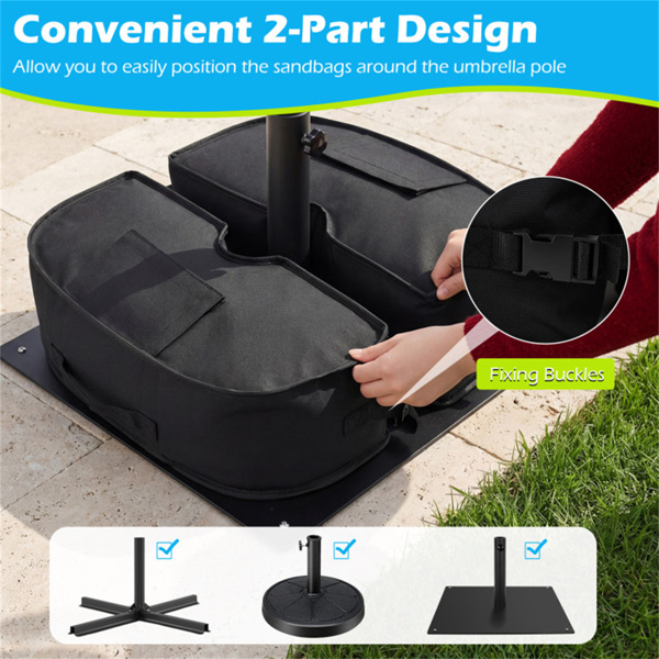 2件套90磅露台伞重量袋900D牛津防风雨沙袋，适用于悬臂式偏置伞-4