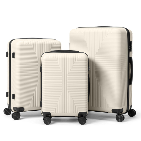 非TSA海关锁三合一 PP拉杆箱 20in 24in 28in PP 米白色-18