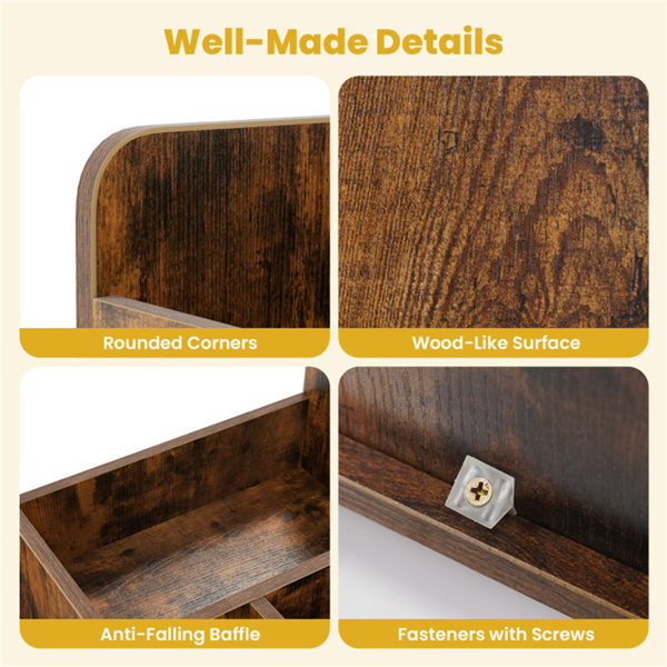 带3个抽屉和可调节货架的滚动工艺存储车，带轮子的移动包装纸收纳器-11