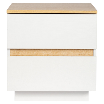 白色+橡木色 E1 刨花板 12MM 贴浮雕三胺 免拉手 38*32*40cm 2抽 床头柜 1pc