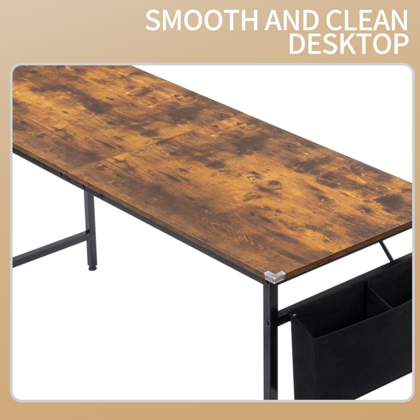 腐木色 SG016FD P2刨花板+铁管 贴三胺+喷塑 120cm 截断款 电脑桌 带无纺布收纳-7