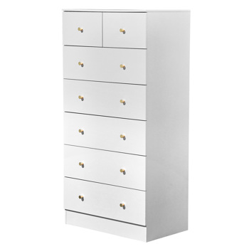 白色 刨花板 贴麻面三胺 66*40*131cm 5+2抽 抽屉柜 哑金把手